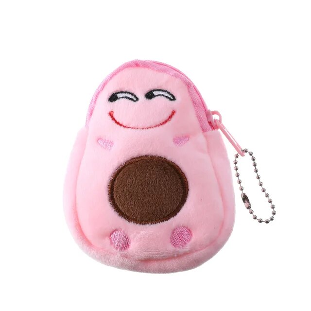 Fashion Mini Money Pouch Kids Cartoon Girls Key Case Bags Wallet Avocado Plush Purse Small Coin bag