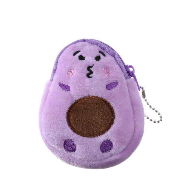 Fashion Mini Money Pouch Kids Cartoon Girls Key Case Bags Wallet Avocado Plush Purse Small Coin bag