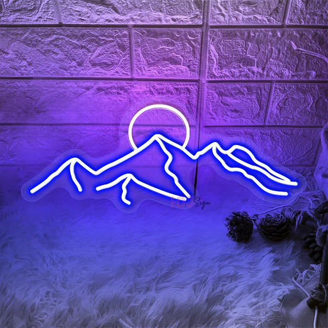 Led Neon Sign Moutain and Sun Neon Light Custom Led Lamp Sign Home Wall Decor for Bedroom Kid Room Bar Birthday Decoration