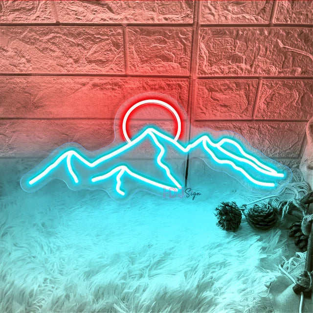 Led Neon Sign Moutain and Sun Neon Light Custom Led Lamp Sign Home Wall Decor for Bedroom Kid Room Bar Birthday Decoration