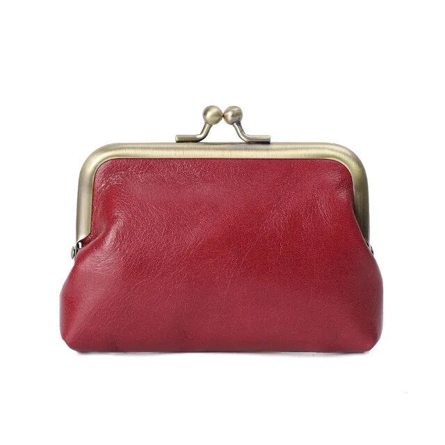 Women Wallet Retro Oil Wax Cowhide Coin Purse Real Leather Bag Handmade Mini Storage Bag Coin Bag Short Credit Card Holder