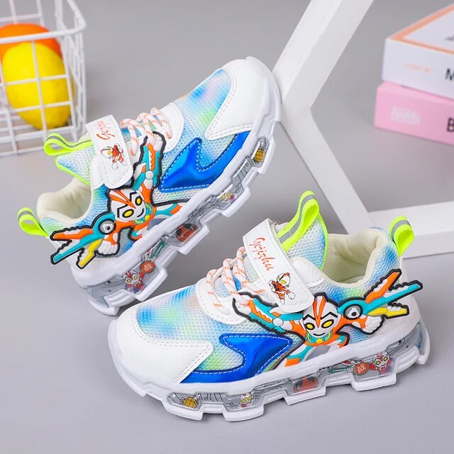 New Kids Shoes Breathable Mesh Boys Girls Cartoon Sneakers Magic Buckle Non-slip Children Casual Lightweight Running Shoes