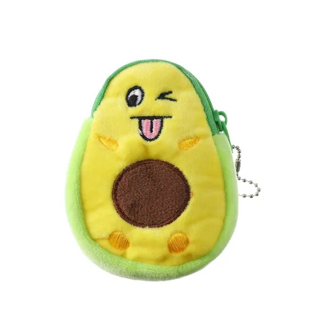 Fashion Mini Money Pouch Kids Cartoon Girls Key Case Bags Wallet Avocado Plush Purse Small Coin bag